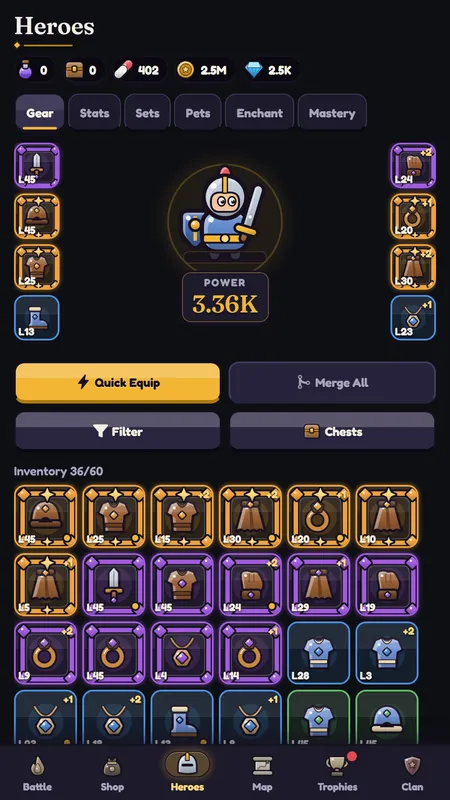 The gear screen